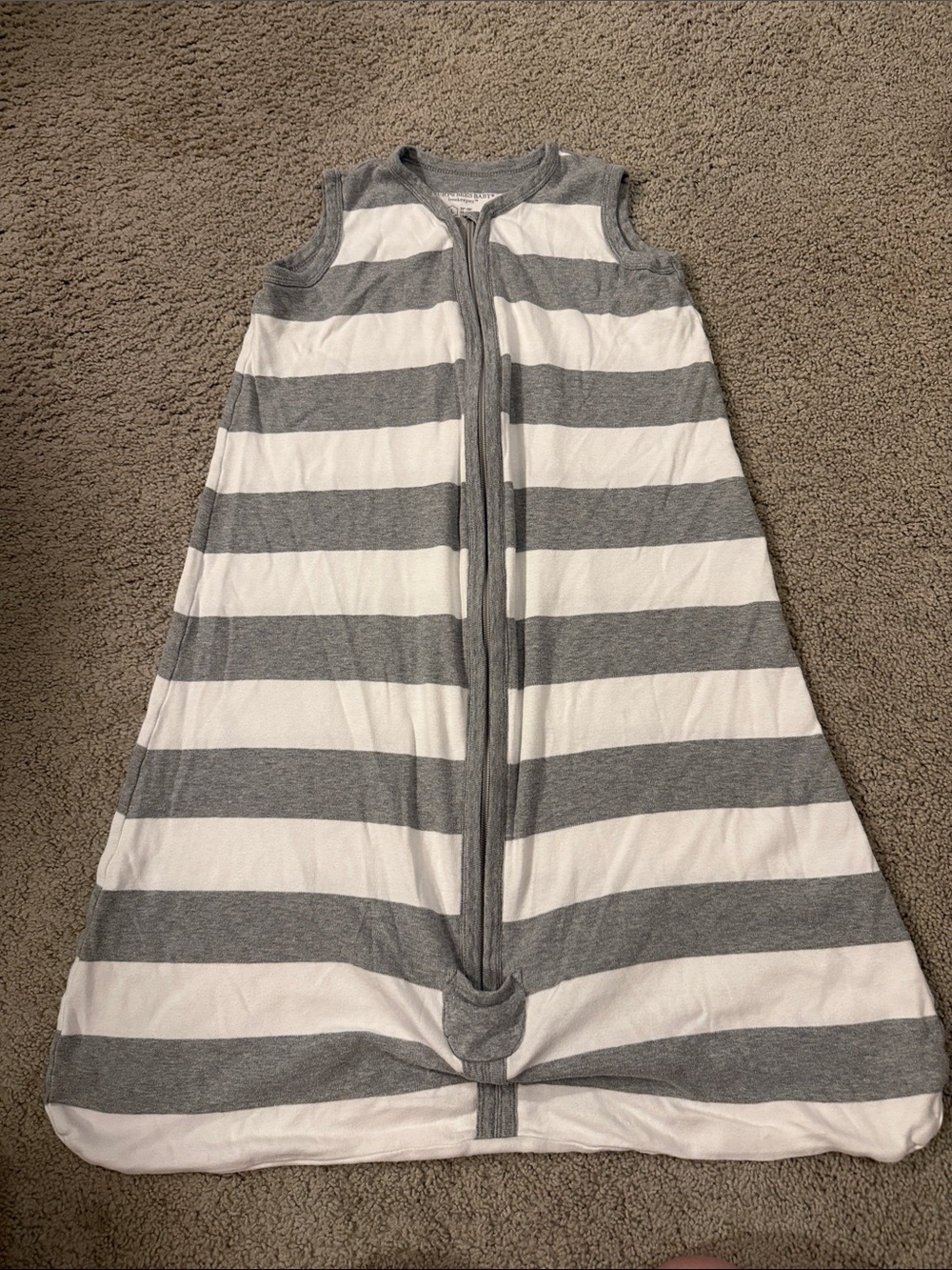 Burt's Bees Baby Grey and White Striped Sleeveless Sleep Sack